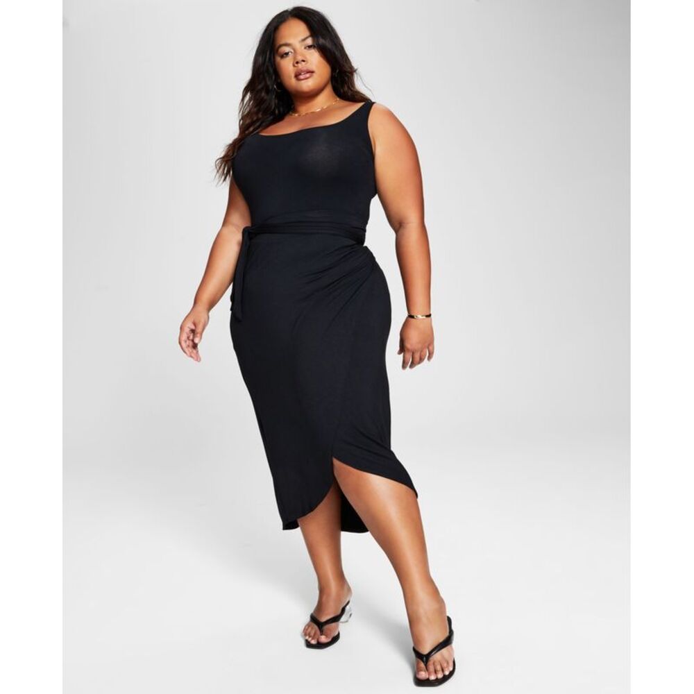And Now This Now This Trendy Plus Size Side Tie Midi Dress